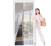Mosquito Door Screen 80 x 160 cm Full Frame Magic Tape, Powerful Magnets Fly Screens for Doors Heavy Duty, Lets Fresh Air for Keeping Out Flies, White