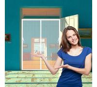 Mosquito Door Screen 95 x 168 cm with Magnets, Magic Tapes, Polyester Flyscreen French Doors, Bug Mesh Curtain Without Drilling, Heavy Duty for Patio Doors Bedroom, White
