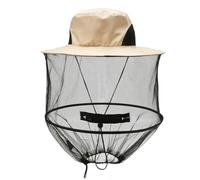 Mosquito Hat, Beekeeper Hat with Net, Mosquito Protection, Fishing Hat with Practical Zip for Drinking, UV Sun Protection, Outdoor Hat for Hiking, Camping, Fishing, Beige