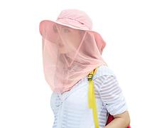 Mosquito Head Net Hat, Safari Sun Hat with Mesh Protection from Insect Pink