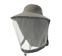 Mosquito Head Net Hat with Neck Flap Midge Face Cover Foldable Fishing Cap with Adjustable Chin Strap for Men Women UPF50+ Safari Hats Outdoor Army Green