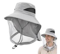 Mosquito Head Net, Midge Head Net with Mosquito Head Protection, Portable Face Net Mesh Bug Insect Hats, Breathable Mosquito Head Net Fishing Hat for Outdoor Activities, Hiking Fishing Camping