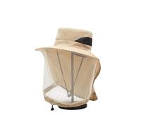 Mosquito Head Net Sun Hat,Nylon Mosquito Head Net with Hat Portable Face Net,Face Cover Mask,Sun Protection Anti-Mosquito Fishing Hat Camping Mosquito Hat for Beekeeping Hiking Fishing (Beige)