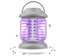 Mosquito Killer Lamp, 3 in 1 Electric USB Bug Zapper with UV Lamp and Lighting Lamp, 360°Attract Fly Zapper, Rechargeable Fly Killer for Indoor Outdoor Home Kitchen Garden Backyard Camping (Grey)