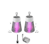 Mosquito Killer Lamp,360° Attract Insect Fly Catcher Indoor Outdoor,USB Rechargeable Electric Fly Zapper,Portable Bug Zapper with Brush,Home,Bedroom,Camping (Grey-2PC)