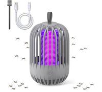 Mosquito Killer Lamp, Portable Mini Fly Killer Electric Bug Zapper, 360° UV Killing Lamp Portable USB Power 2 in 1 Zapper Night Light for Indoor Outdoor Home Office Garden Backyard (Gray)