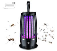 Mosquito Lamp, Fly Zapper Electric Indoor Electric Mosquito Zapper Rechargeable Mosquito Lamp Fly Zapper Rechargeable Electric Mosquito Trap Insect Control Lamp for Outdoor Camping Home (Black)
