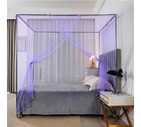 Mosquito Mesh Net Full Sizes - Four Corner Post Curtains Princess Lace Square Bed Canopy Netting Decorative Rectangular Shape Screen Tent for Home Bedroom Camping Garden Outdoor (120x190x145cm,Purple)