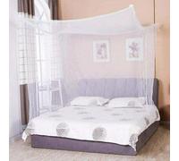 Mosquito Mesh Net Full Sizes - Four Corner Post Curtains Princess Lace Square Bed Canopy Netting Decorative Rectangular Shape Screen Tent for Home Bedroom Camping Garden Outdoor (120x190x145cm,White)