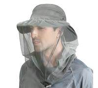Mosquito Midge Head Net Mesh Hat Wide Brim Sun Hat with Removable Netting-Midge Face Cover Quick Dry UV Protection Bucket Fishing Cap Protect from Mosquito Insect Bug Bee Gnats for Hiking Gardening