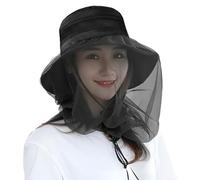 Mosquito Midge Head Net Mesh Hat Wide Brim Sun Hat with Removable Netting-Midge Face Cover Quick Dry UV Protection Bucket Fishing Cap Protect from Mosquito Insect Bug Bee Gnats for Hiking Gardening