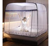 Mosquito net 1.5m / 1.8m 2m Bed, no Need to Install Zipper Three-Door Square top yurt, Full Bottom Anti-Fall high Mosquito net-[Full Bottom] Mysterious Life-Gray_2 * 2.2m Bed