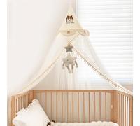 Mosquito Net Bed Canopy for Baby, Full Coverage Children's Bed Curtains with Built-in Music Box and Bracket