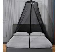 Mosquito Net Bed Canopy with Zipper Dome Tent,Universal Mosquito Neting for Bed Single-King Size Hanging Net for Outdoor Bedroom Use,Black