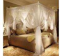 Mosquito Net Canopy Bed ain rious White 4 Corners Design Cozy Bedroom Decor for Adults 2x2.2x2m Perfect for Royal and t