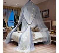 Mosquito Net Canopy Bed Curtain, Double Layer Polyester Sheer Mesh Dome, Fits Twin Full Queen King Size Beds, Round Hoop Design for Protection Against Insects