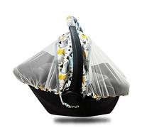 Mosquito Net for Baby CarSeat -Car seat net for Newborn Carrier -Breathable mesh net for Infant Car Seats, Stroller and Bassinets, Carrier, Elastic Edge, Kick Proof, Dinosaur, White, Patent Design