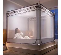 Mosquito Net for Bed Anti Mosquito Tent 3 Doors Free Standing Large Netting for Outdoor Travel Trip Adult Easy Installation (Color : Grey, Size : 150 * 200cm)