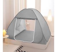 Mosquito Net for Bed, Folded Size 12 inch Portable Camping Travel Mosquito Net, Pop Up Mosquito Tent with Double Entry for King Queen Size Bed (Folded 20 Inch Grey, 71"x79"x59")