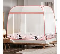 Mosquito Net for Bed, Pop Up Portable Tent Travel Mongolian Yurt Neting Folding Double Doors with Bottom for Outdoor Trip Baby Kids Adult, No Need to Nnstall,Pink,180x195x160cm