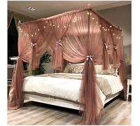Mosquito Net for Double Bed with Stainless Steel Bracket, 4 Corner Post Design, Large Bedroom Decoration,