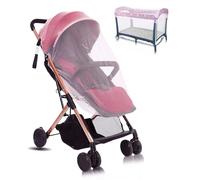 Mosquito Net for Pram, Universal Fly Bug Insect Net Protection Cover for Pushchair buggy carrycot bed stroller bassinet basket jogger Travel cot (1, Pink)