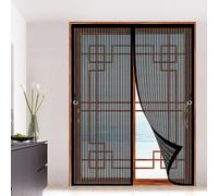 Mosquito Net for Windows 101 x 108 cm Top-to-Bottom Seal Snaps Shut Automatically, Install Without Drilling Magnetic Insect Door Screen from Living Room, Bedroom, Patio, Black