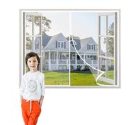 Mosquito Net for Windows 165x155cm Patio Insect Window Screen Mosquito Window with Powerful Magnets Full Frame Magic Tape Hands Free Frame Hook & Loop White