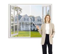 Mosquito Net for Windows 165x195cm Heavy Duty Bugs Window Screen Magic Paste Curtains No Drilling Magnetic Curtain with Powerful Magnets Enhanced Durability White
