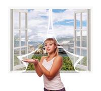 Mosquito Net for Windows 176 x 190 cm Magnetic Fly Insect Screen Without Drilling Hands Free for French Doors Sliding Glass Doors Patio, White