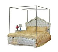 Mosquito Net Frame Metal Canopy Four poster Bed Frame for Single/Double/King/Super King Size Bed Simple Design with Four Corners Post Curtain Mosquito Net Mount Included (24mm Black)