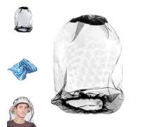 Mosquito Net hat,Midge Head Net Fine Mesh Insect Netting,Mosquito Head Protecting Net,Fine Mesh Mosquito Head Net,Midge Nets for Head Outdoor,Hiking,Camping,Fishing,Climbing,Walking (1/Set+Towel)