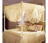Mosquito net Home Textile, Three-Door Square top encryption Zipper, lace, Sitting Bed Mosquito net, Stainless Steel Bracket 1.8m Bed-Quiet_1.5m Bed