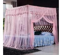 Mosquito net, Three-Door Stainless Steel Thickened Floor Presser Foot Without Punching 1.5m / 1.8m Bed, Reinforcement + Water Blue Side Door 180 * 200cm,-Standard + Pink Side Door_180 * 220cm