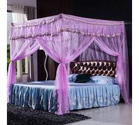 Mosquito net, three-door stainless steel thickened floor presser foot without punching 1.5m / 1.8m bed, reinforcement + water blue side door 180 * 200cm,-Standard + pink purple three doors_150 * 200cm