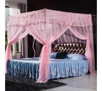 Mosquito net, Three-Door Stainless Steel Thickened Floor Presser Foot Without Punching 1.5m / 1.8m Bed, Reinforcement + Water Blue Side Door 180 * 200cm,-Standard + Pink Three Doors_150 * 200cm