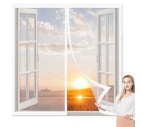 Mosquito Net Window Fly Screen 110 x 112 cm Magnetic Fly Screen Door Window Without Drilling Hands Free for All Kinds of Door, White