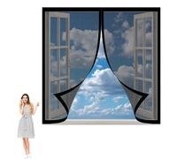 Mosquito Net Window Fly Screen 93 x 93 cm Anti Mosquito Mesh Curtain Without Drilling Durable Transparent for Front Window and Home Outside Kids Pets, Black