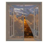 Mosquito Net Window Frame 93 x 107 cm Easy Installation No Drilling Or Screwing Transparent Insect Screen Mosquito Bug Protection for Windows Nets to Keep Bugs Out, Grey
