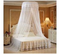 Mosquito Nets Romantic Princess Universal Mysterious Mesh Full Coverage Fly Insect Protection Bed Canopy Fantasy Netting Curtains(Height :2.7M) White