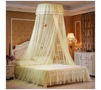 Mosquito Nets Romantic Princess Universal Mysterious Mesh Full Coverage Fly Insect Protection Bed Canopy Fantasy Netting Curtains(Height :2.7M) Yellow