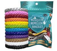 Mosquito Repellent Bracelet, 12 Pack Adjustable Leather Insect Repellent Bracelets Deet-Free Natural Mosquito Bands, Anti Mosquito Bracelet Suitable for Kids & Adults for Hiking and Camping