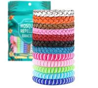 Mosquito Repellent Bracelet, 12 Pack Insect Repellent Bracelet Adjustable Leather Band Deet-Free Natural Insect Repellent Bands Waterproof Travel Essentials Mosquito Bands for All Ages Fashion(A)