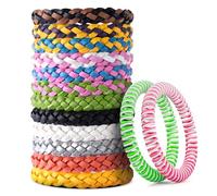 Mosquito Repellent Bracelet 14 Pack,100% Natural Insect Mosquito Bands Adjustable Leather Deet-Free Insect Repellent Bracelets for Adults & Kids Hiking Outdoor Travel Essentials