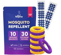 Mosquito Repellent Bracelets (x10) & Itch Relief Patches (x30) - Natural DEET-Free Citronella Insect Protection, Kids & Adults, Combo Pack by Felyne