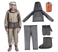 Mosquito Repellent Clothing, Mosquito Suit, Full Coverage Bee Suit Repellent Clothing Set with Adjustable Cuffs for Outdoor Camping Hiking Fishing (Black, Fit 61-69 inch)