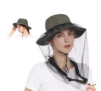 Mosquito Sun Net Hat Cap - Foldable Bug Hat UPF 50+ Sun Protection with Hidden Netting for Summer Beekeeping Hiking Men Women, Army Green (UK, Alpha, One Size, M, Army Green)