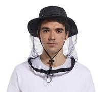 Mosquito Sun Net Hat Cap - Foldable Bug Hat UPF 50+ Sun Protection with Hidden Netting for Summer Beekeeping Hiking Men Women, Army Green (UK, Alpha, One Size, M, Black)