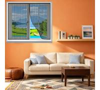 Mosquito Window Nets 102 x 110 cm Easy Installation Adjustable DIY Window Fly Screen No Drilling Or Screwing Suitable for Windows Doors Or Skylights, Black