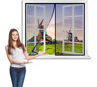 Mosquito Window Screen 210 x 155 cm Heavy Duty Mesh Curtain Screen Mesh Curtain for Door Curtains Keep Bugs Out Lets Fresh Air in【Black】